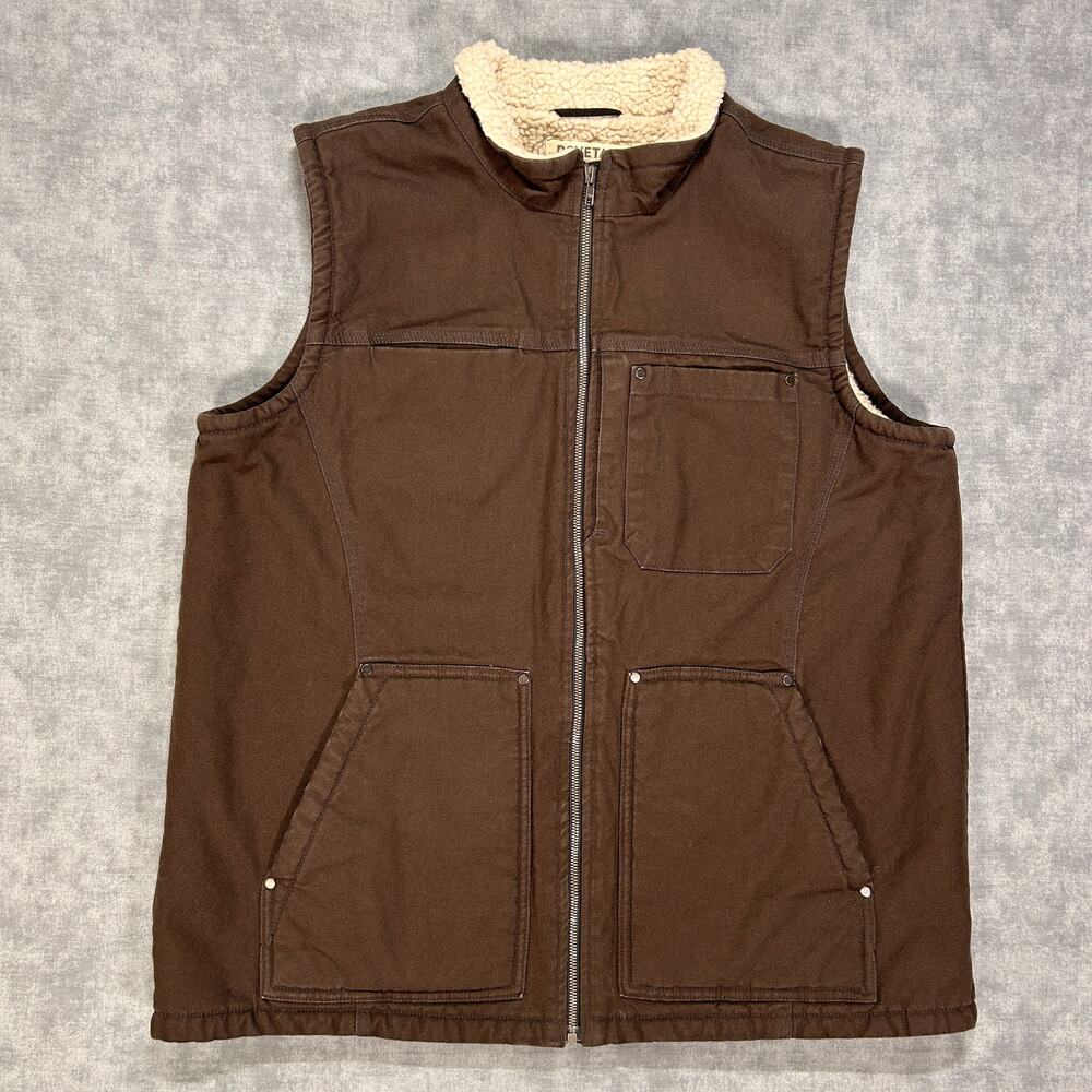 Dovetail Workwear Old School Work Vest Brown Canvas Sherpa Lined Womens XL